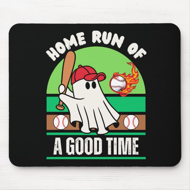 Ghost Baseball Player Halloween Mouse Mat (Front)