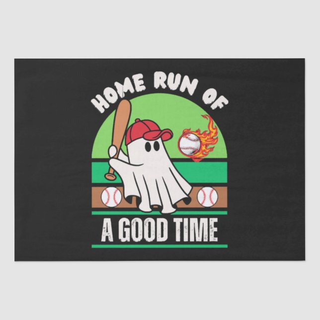 Ghost Baseball Player Halloween Tissue Paper (Front)