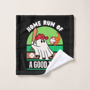 Ghost Baseball Player Halloween Wash Cloth