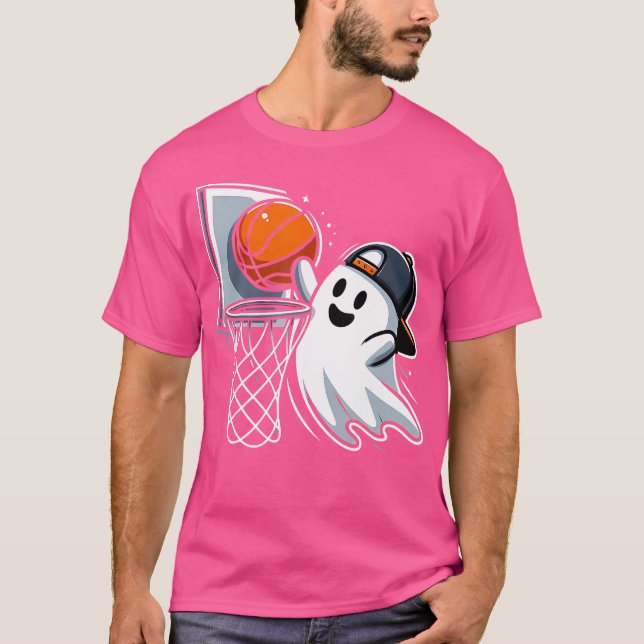 Ghost Basketball Dunk Ghost Playing Basketball Hal T-Shirt (Front)