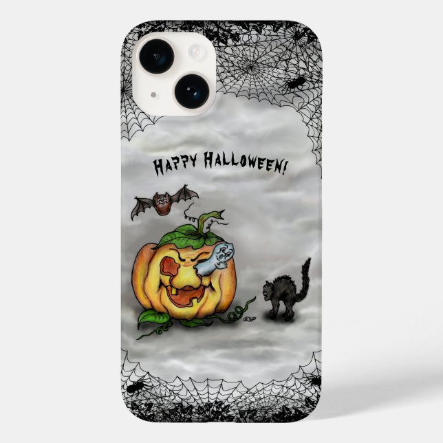Ghost, Bat and Cat, Happy Halloween! Case-Mate iPhone Case (Back)