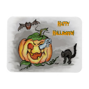 Ghost, Bat and Cat, Happy Halloween! Magnet
