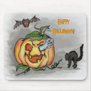 Ghost, Bat and Cat, Happy Halloween! Mouse Mat