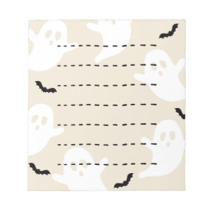 Ghost Bat Dashed Line Halloween Blank Notepad