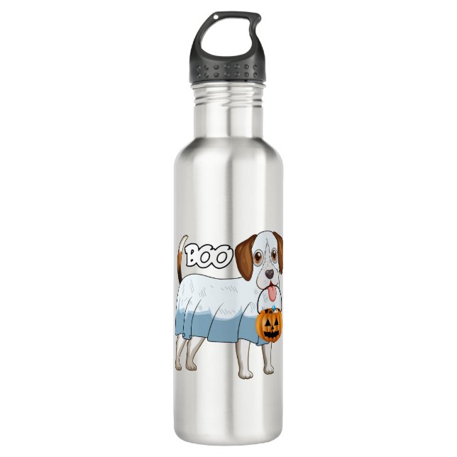 Ghost Beagle Halloween Dog 710 Ml Water Bottle (Front)