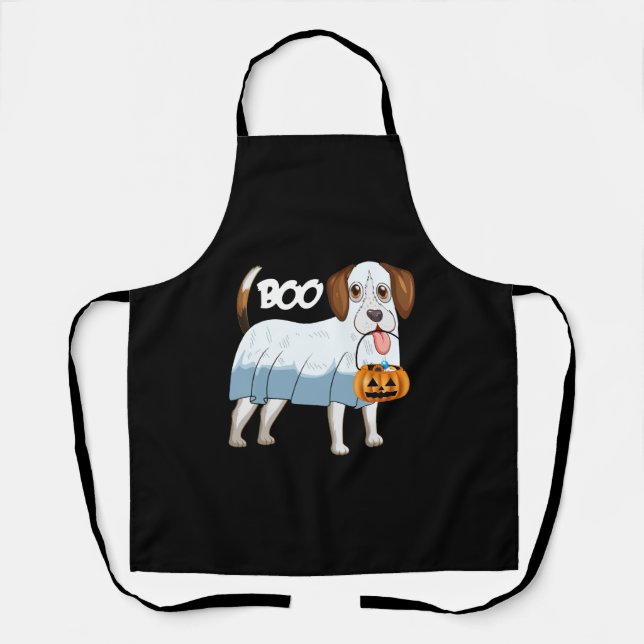 Ghost Beagle Halloween Dog Apron (Front)