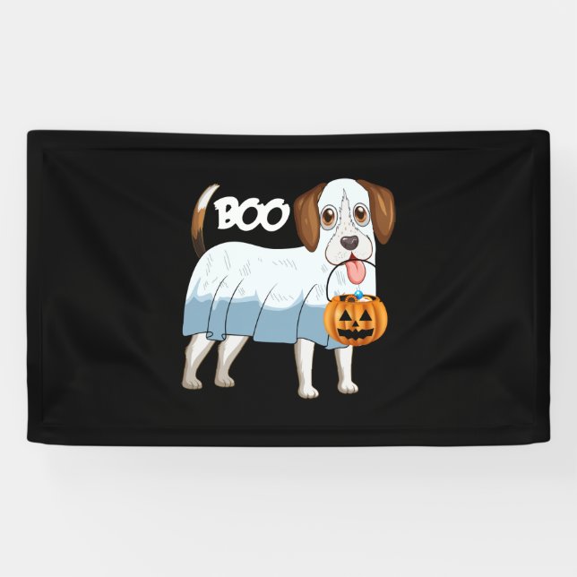 Ghost Beagle Halloween Dog Banner (Horizontal)