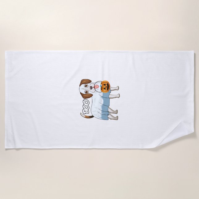 Ghost Beagle Halloween Dog Beach Towel (Front)