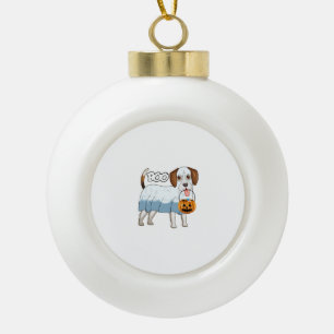 Ghost Beagle Halloween Dog Ceramic Ball Christmas Ornament