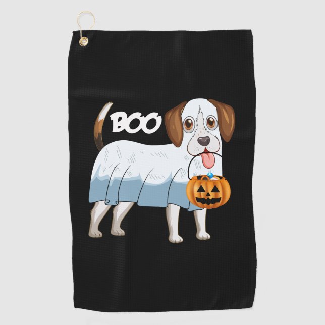 Ghost Beagle Halloween Dog Golf Towel (Front)