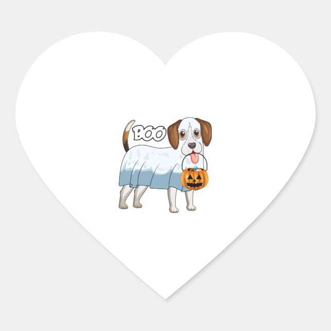 Ghost Beagle Halloween Dog Heart Sticker (Front)