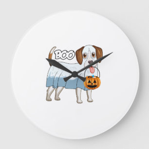Ghost Beagle Halloween Dog Large Clock