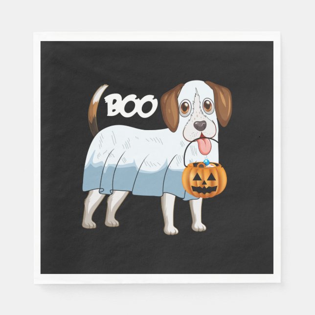 Ghost Beagle Halloween Dog Napkin (Front)