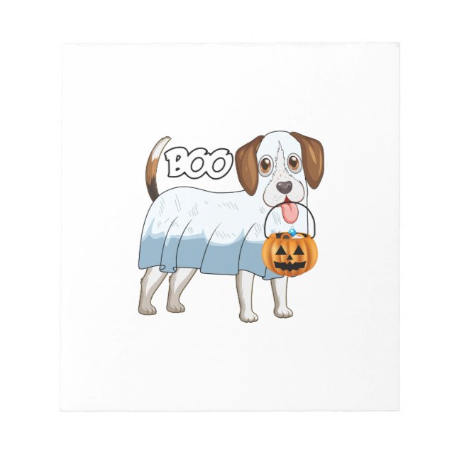Ghost Beagle Halloween Dog Notepad (Front)