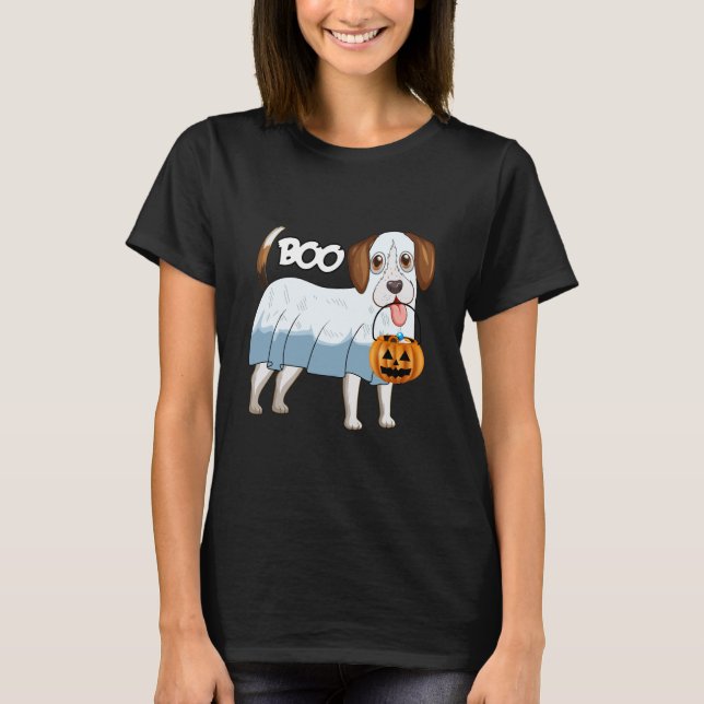 Ghost Beagle Halloween Dog T-Shirt (Front)