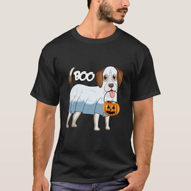 Ghost Beagle Halloween Dog T-Shirt (Front)