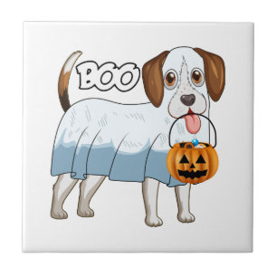 Ghost Beagle Halloween Dog Tile