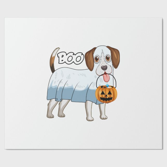 Ghost Beagle Halloween Dog Wrapping Paper (Flat)