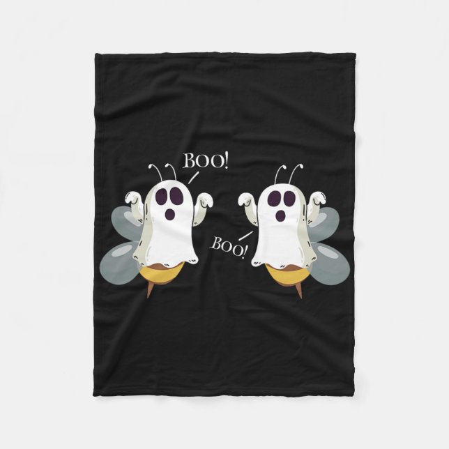 Ghost Bees Saying Boo Fun Halloween Costume Women  Fleece Blanket (Front)
