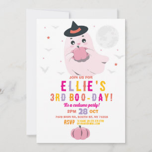 Ghost Birthday Pumpkins Girls Pink Invitation