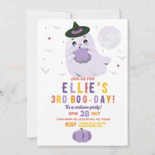 Ghost Birthday Pumpkins Girls Purple Invitation