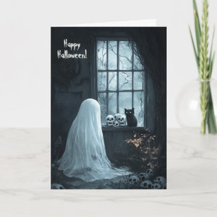 Ghost, Black Cat and Skulls Thank You Card