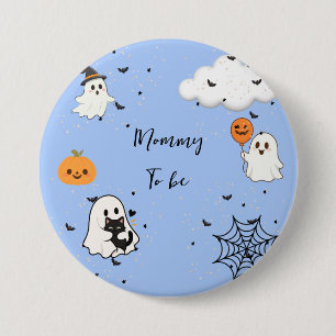 Ghost Black Cat Halloween Mummy To Be Baby Shower 7.5 Cm Round Badge