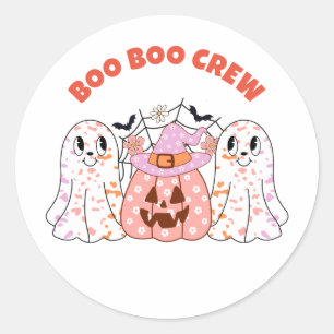 Ghost Boo Crew Halloween Personalised Classic Round Sticker