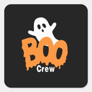 Ghost Boo Crew Halloween Square Sticker