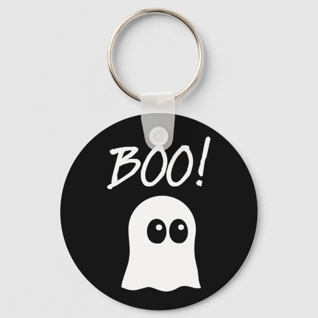Ghost Boo, cute ghost design Key Ring (Front)