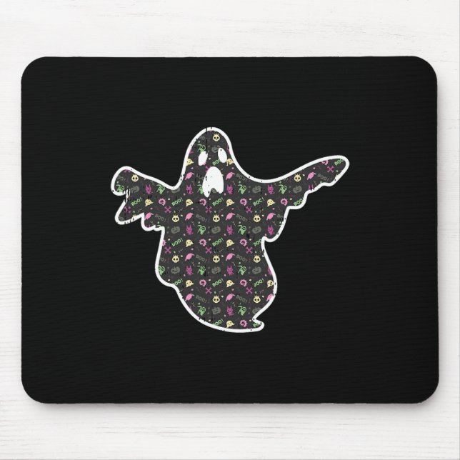 Ghost Boo Grim Reaper Pumpkin Pattern Easy Hallowe Mouse Mat (Front)