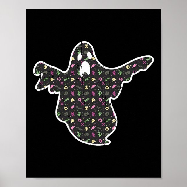 Ghost Boo Grim Reaper Pumpkin Pattern Easy Hallowe Poster (Front)