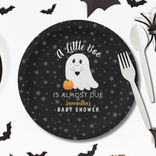 Ghost Boo Halloween Baby Shower Paper Plate