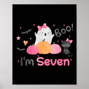 Ghost Boo I'm Seven 7 Year Old Halloween Kids 7th Poster