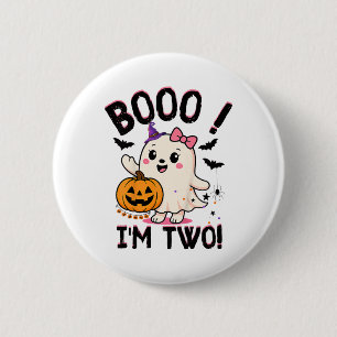 Ghost Boo I'm Two Years 2nd Birthday Toddler Hallo 6 Cm Round Badge