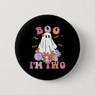 Ghost Boo I'm Two Yr 2nd Birthday Kids Halloween T 6 Cm Round Badge