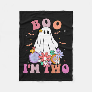 Ghost Boo I'm Two Yr 2nd Birthday Kids Halloween T Fleece Blanket