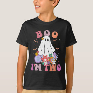 Ghost Boo I'm Two Yr 2nd Birthday Kids Halloween T T-Shirt