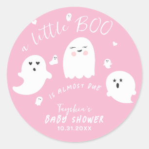 Ghost Boo Pink Girl Halloween Baby Shower Classic Round Sticker