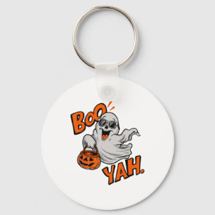 Ghost Boo Yah Funny Halloween Shirt Spooky Booyah Key Ring