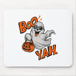 Ghost Boo Yah Funny Halloween Shirt Spooky Booyah  Mouse Mat