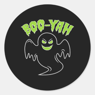 Ghost Boo Yah Halloween Shirt Funny Spooky Creepy Classic Round Sticker