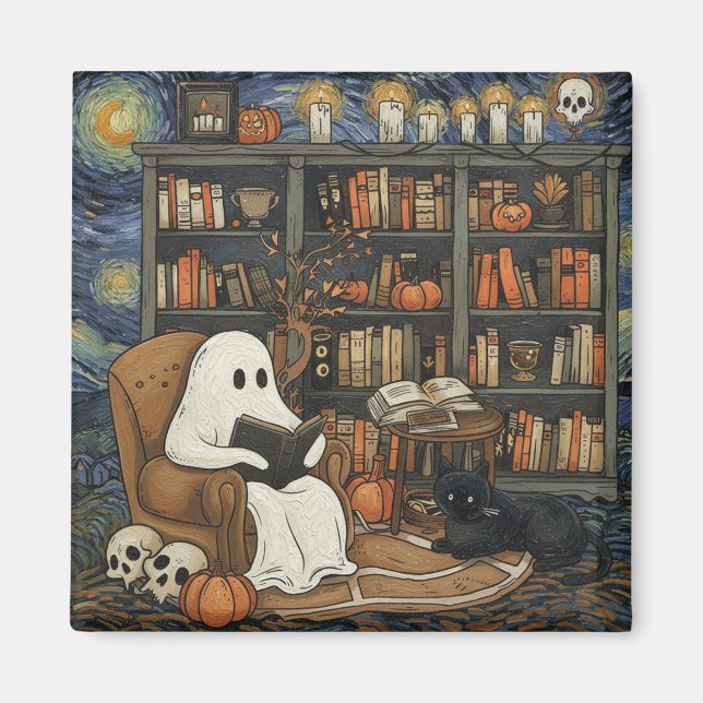 Ghost Book Reader Reading Book Literature Lover  Magnet (Front)