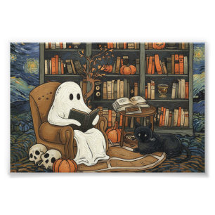 Ghost Book Reader Reading Book Literature Lover  Photo Print