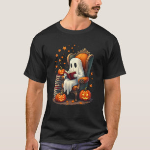 Ghost Book Reader Reading Book Lover Teacher Funny T-Shirt