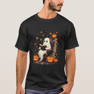 Ghost Book Reader Reading Book Lover Teacher Funny T-Shirt