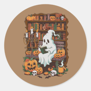 Ghost Book Reader Reading Lover Gift Reader Classic Round Sticker