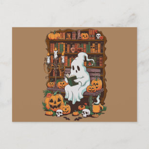 Ghost Book Reader Reading Lover Gift Reader Postcard