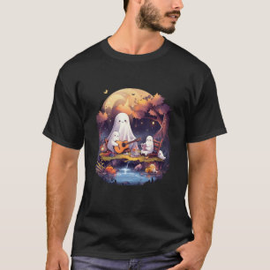 Ghost Book Reading Camping Halloween and Playing G T-Shirt