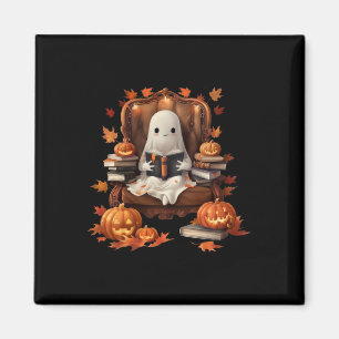 Ghost Book Reading Pumpkin Gothic Halloween Teache Magnet